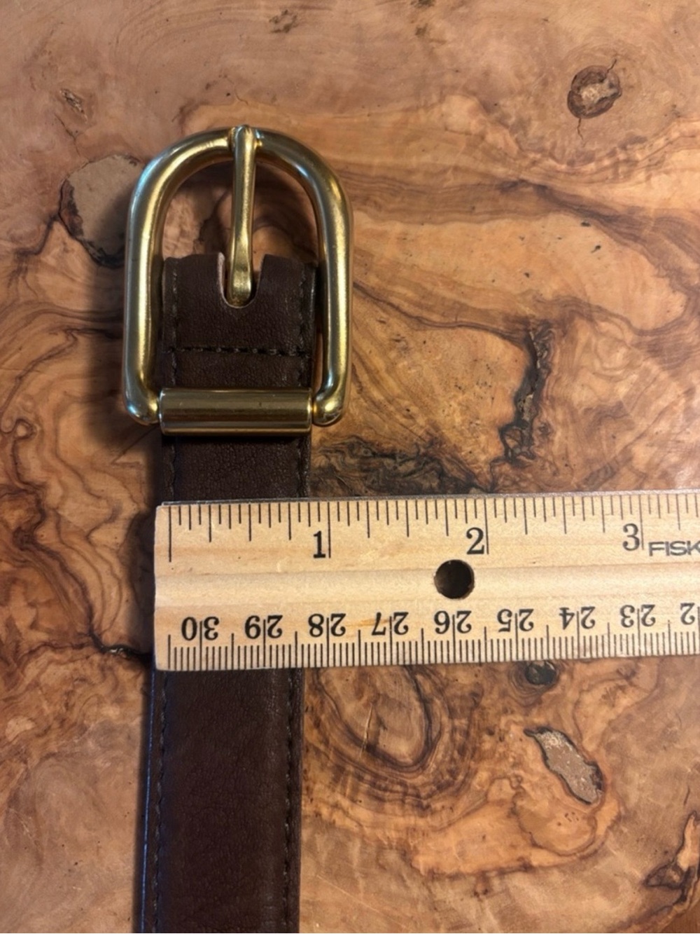 Coach Dark Brown Suede Leather Belt with Gold Buckle - M - Picture 5 of 8